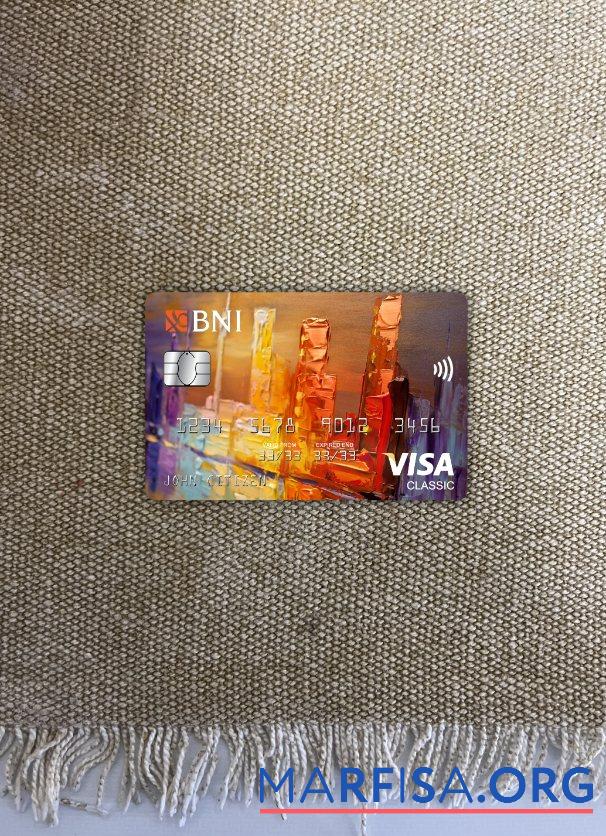 Blank Indonesia bank Negara indonesia (BNI) visa classic card photolook front sample